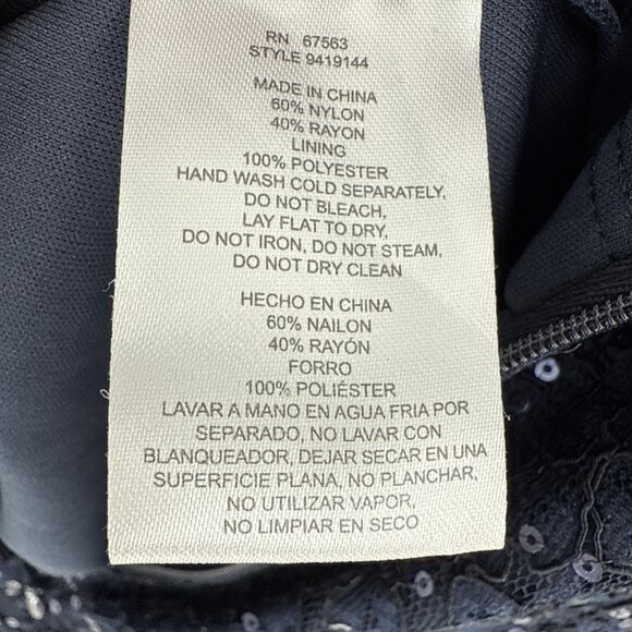 SLNY Womens Plus Size 20W Navy Blue Sequined A-Line Lace Cocktail Party Dress - Picture 8 of 8